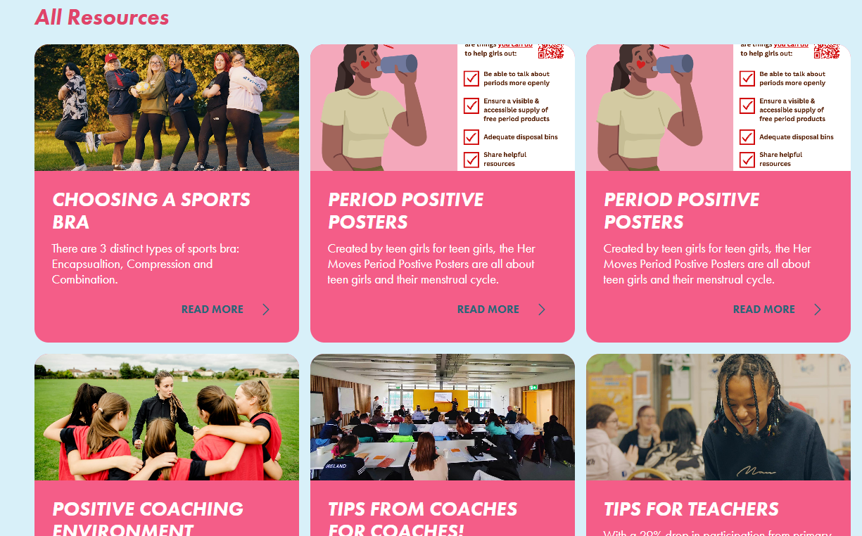 Her Moves - Sport Ireland resources to inspire girls to be active